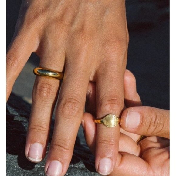 Gold Dome Ring Waterproof Stacking Ring Non-tarnish Gold Ring sz 6-8 PRETTY - Picture 10 of 15